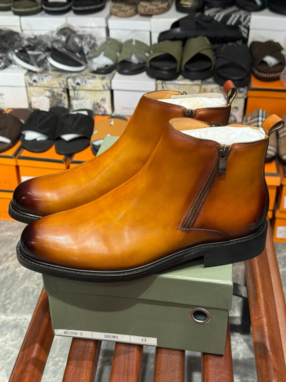 bottines Chelsea en cuir avec fermeture éclair latérale