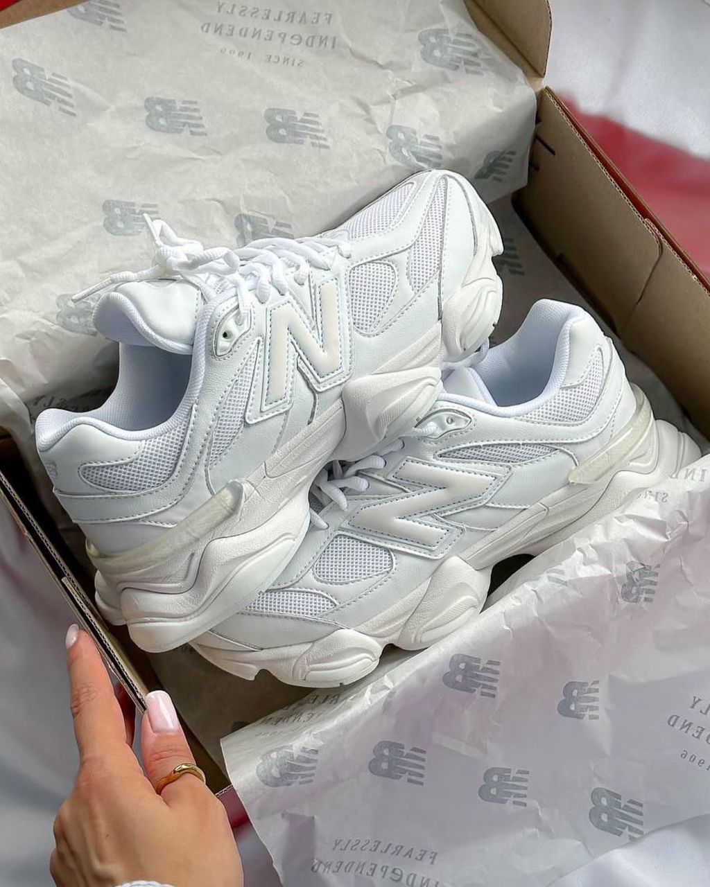 New Balance 9060 sneaker in the "Triple White"